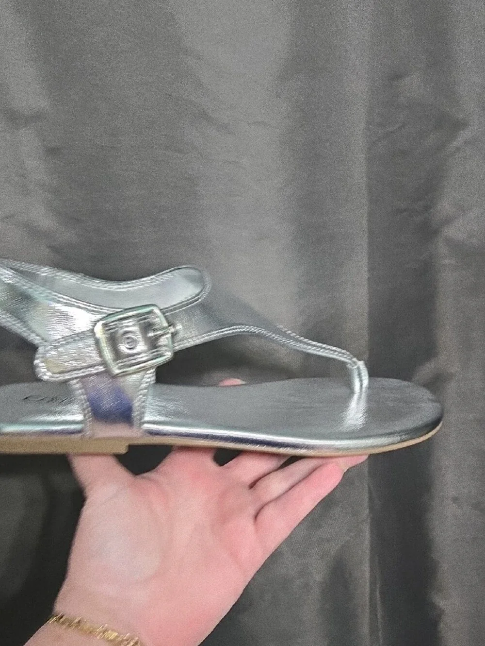 Calvin Klein Metallic Silver Thong Slingback Sandals
